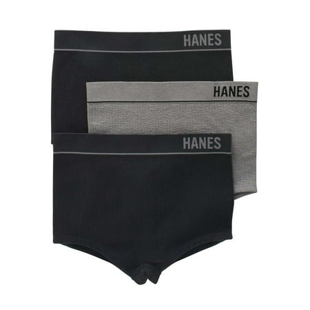 Hanes Originals Women s Seamless Rib Boyfit Underwear  3-Pack