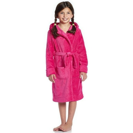 Kids Fleece Sleep Hooded Robe Magenta Size 8 Years