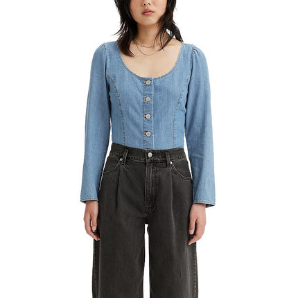 Levi's Women's Daryn Cotton Long-Sleeve Corset Blouse