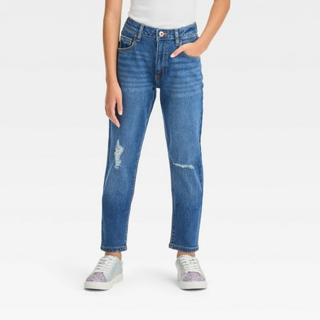 Girls  High-Rise Tapered Cropped Jeans - Art Class‚ Medium Wash Blue 14