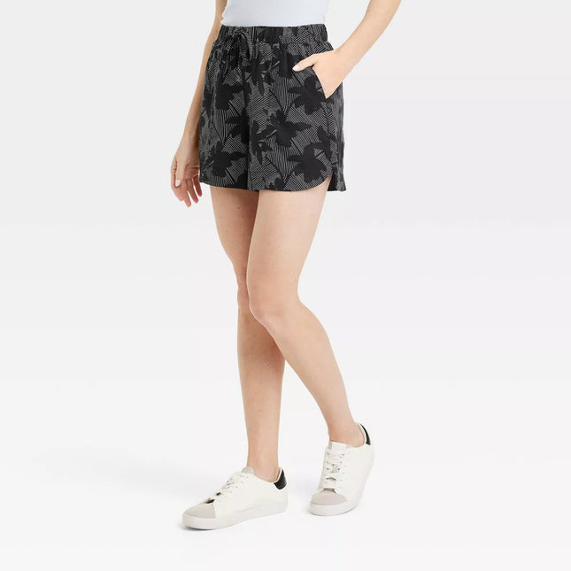 Women's High-Rise Linen Pull-On Shorts - Universal Thread™ Black Floral 2X