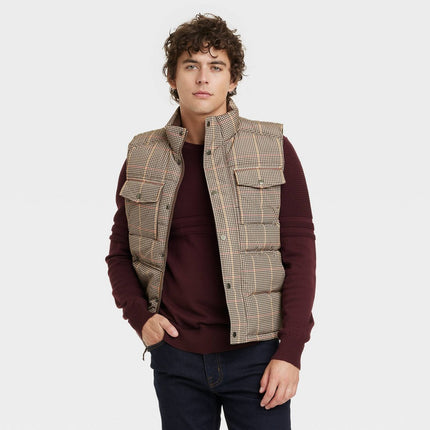 Men's Corduroy Collar Midweight Puffer Jacket - Goodfellow & Co™ Brown L