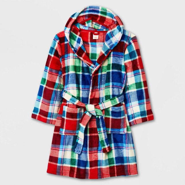 Kids' Plaid Robe - Cat & Jack™ Red/Green/Blue M