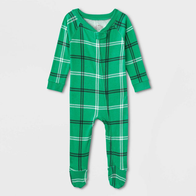 Baby Plaid Matching Family Footed Pajama - Wondershop™ Green 6-9M