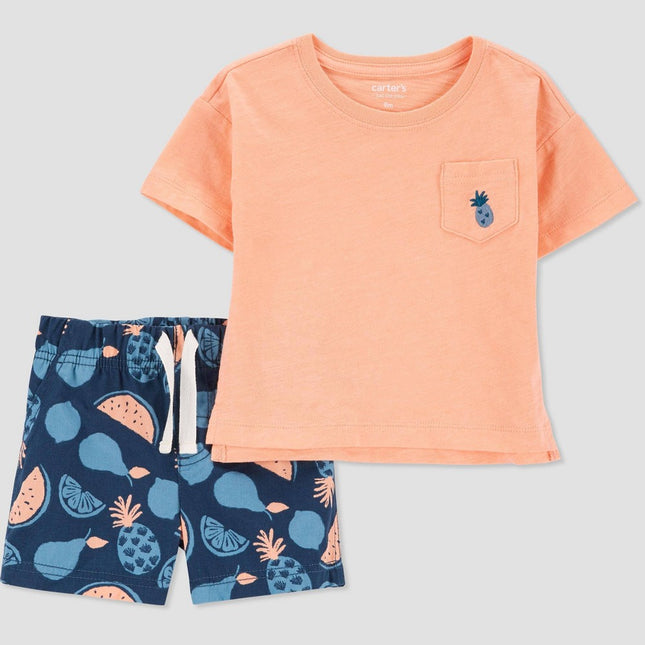 Carter's Just One You® Baby Boys' Melon Tossed Top & Bottom Set - Orange 9M