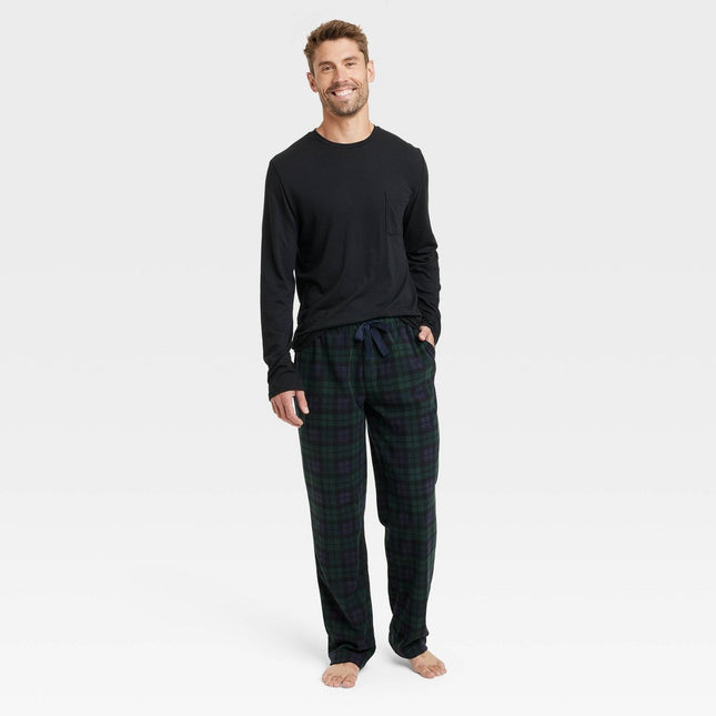 Men's Plaid Microfleece Pajama Set 2pc - Goodfellow & Co™ Black S