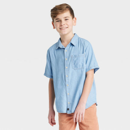 Boys' Woven Short Sleeve Button-Down Shirt - art class™ Blue S