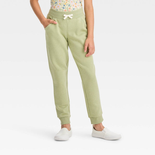 Girls' Fleece Jogger Pants - Cat & Jack™ Olive Green L Plus