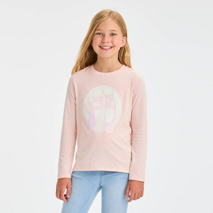 Girls' Long Sleeve 'Ballet Slipper' Graphic T-Shirt - Cat & Jack™ Light Coral Pink L