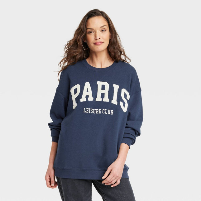 Women's Paris Graphic Sweatshirt - Blue S