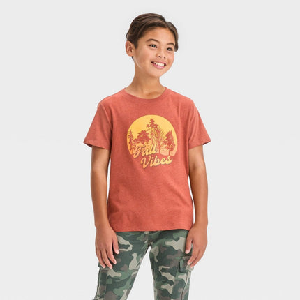 Boys' Short Sleeve 'Fall Vibes' Graphic T-Shirt - Cat & Jack™ Orange S