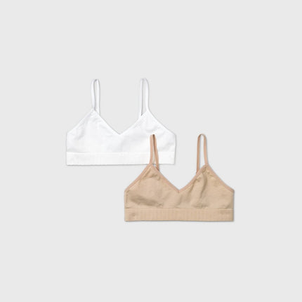 Girls' Seamless Bra 2pk - Cat & Jack™ White/Tan M