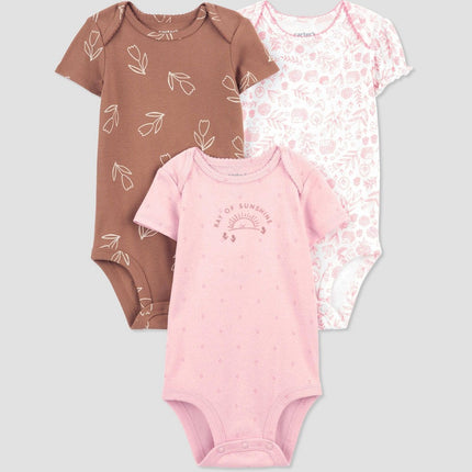 Carter's Just One You® Baby Girls' 3pk Bodysuit - Brown/Pink 12M