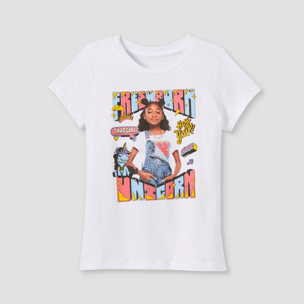 Girls' Nickelodeon That Girl Lay Lay Unicorn Short Sleeve Graphic T-Shirt - White XS