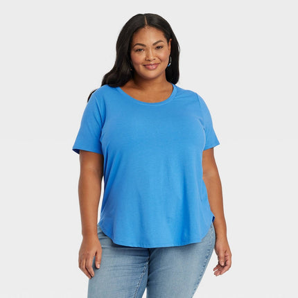 Women's Short Sleeve Relaxed Scoop Neck T-Shirt - Ava & Viv™ Bright Blue 4X