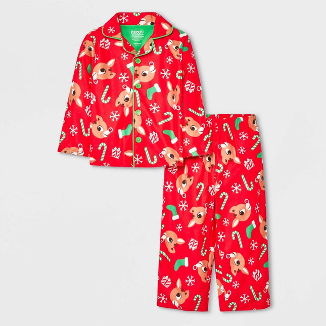 Toddler Rudolph the Red-Nosed Reindeer Christmas Coat Pajama Set - Red 2T