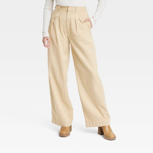 Women's High-Rise Loose Fit Pleated Chino Pants - Universal Thread™ Tan 10