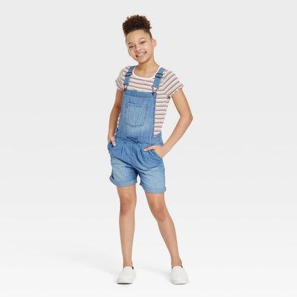 Girls' Lightweight Jean Shortalls - Cat & Jack Medium Wash M, Medium Blue