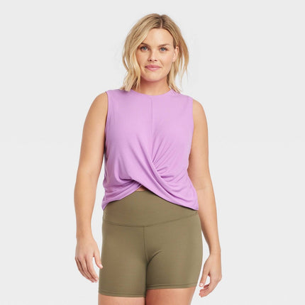 Women's Twist-Front Cropped Tank Top - All in Motion™ Purple XXL