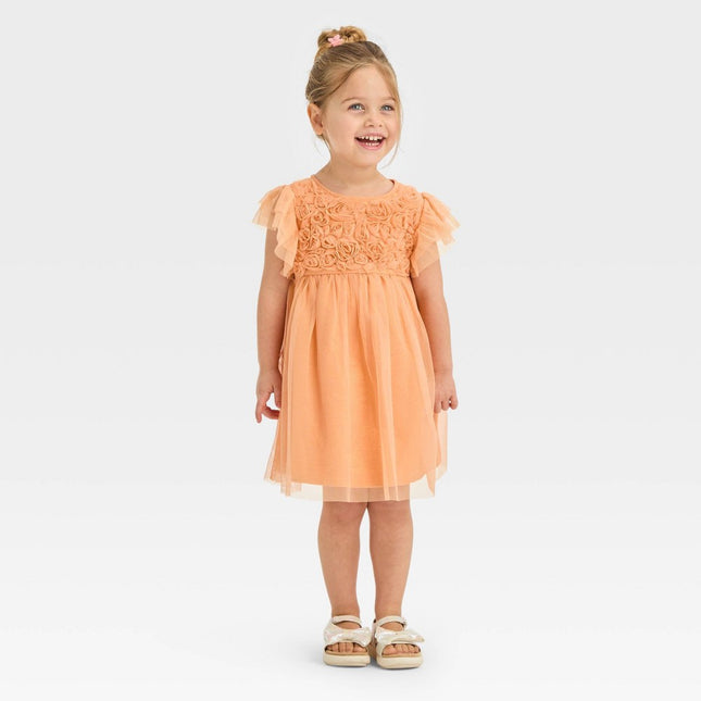 Toddler Girls' Tulle Dress - Cat & Jack™ Peach 2T