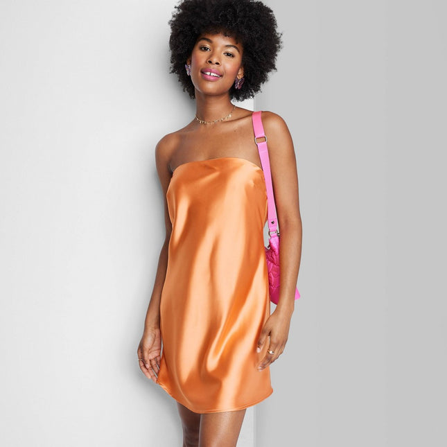 Women's Satin Tube Dress - Wild Fable™ Light Orange XL