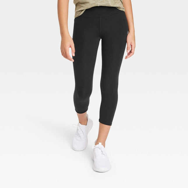 Girls' Core Cropped Leggings - All In Motion™ Black L