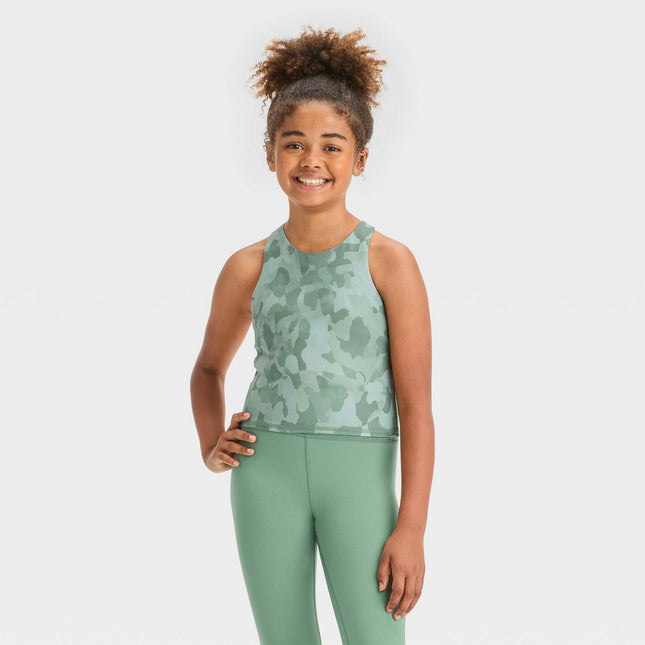 Girls' Cropped Tank Top - All In Motion™ Olive Green S
