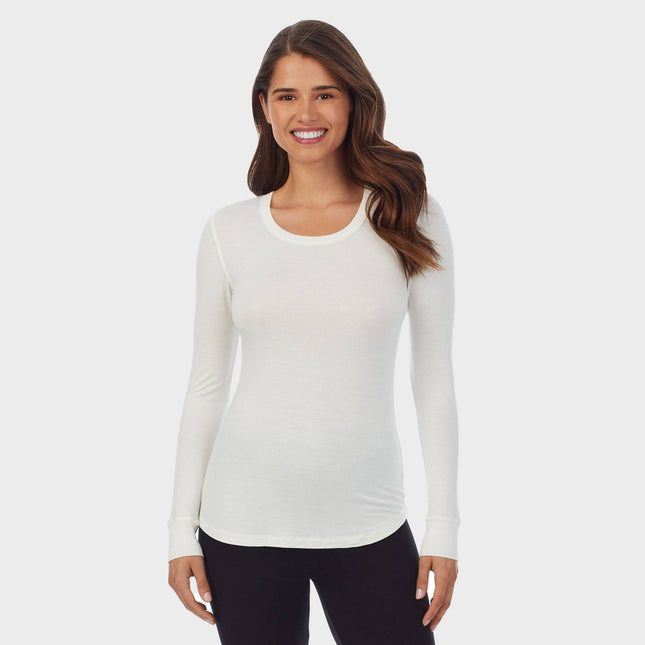 Warm Essentials by Cuddl Duds Women's Smooth Stretch Thermal Scoop Neck Top - Ivory L