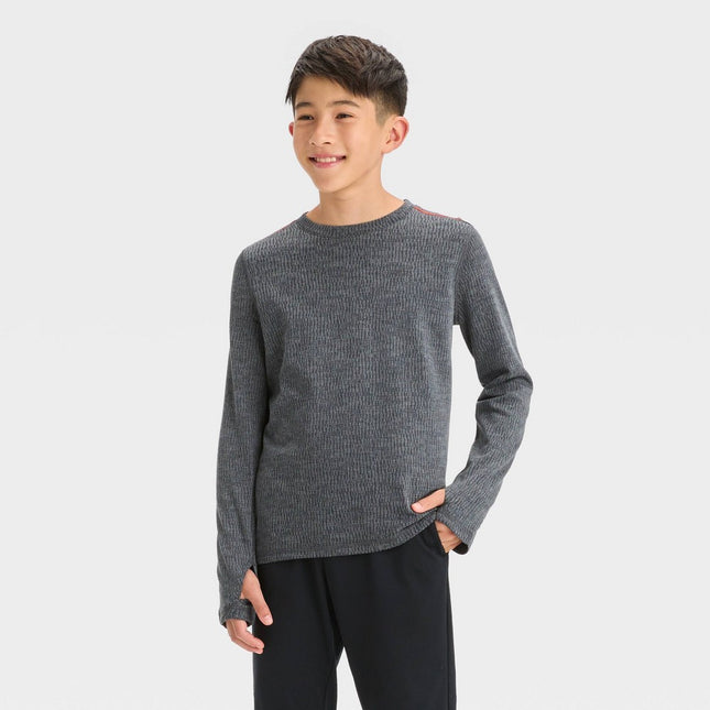 Boys' Long Sleeve T-Shirt - All In Motion™ Dark Gray M