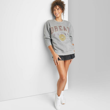 Women's Oversized Dream State Graphic Sweatshirt - Wild Fable™ Heather Gray S