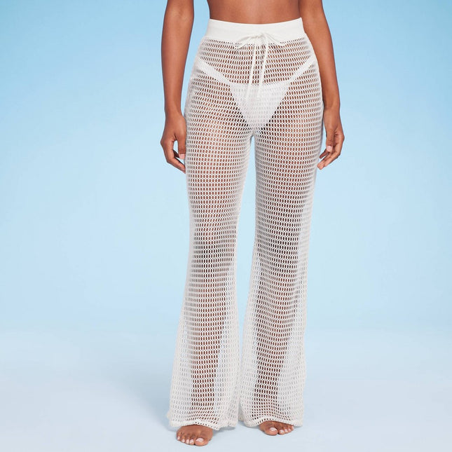 Women's Crochet Cover Up Pants - Shade & Shore™ Off-White M