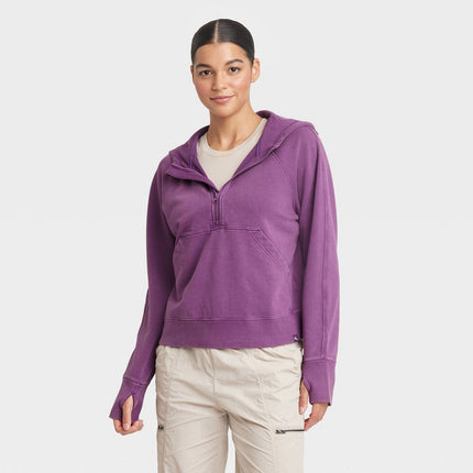 Women's 1/2 Zip Fleece Pullover - JoyLab™ Berry Purple XL