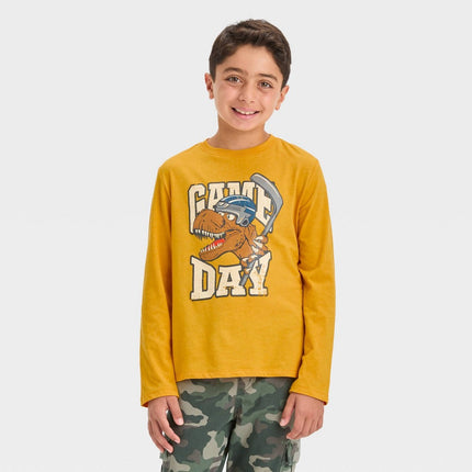 Boys' Long Sleeve 'Hockey Dino' Graphic T-Shirt - Cat & Jack™ Yellow M