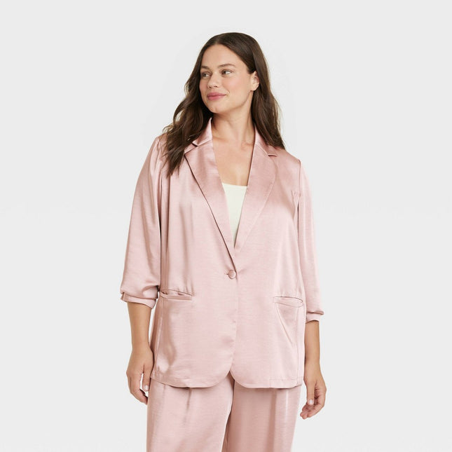 Women's Satin Blazer - A New Day™ Dusty Pink XXL