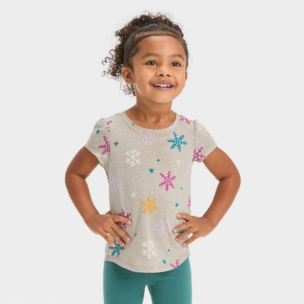 Toddler Girls' Snowflake Short Sleeve T-Shirt - Cat & Jack™ Gray 5T