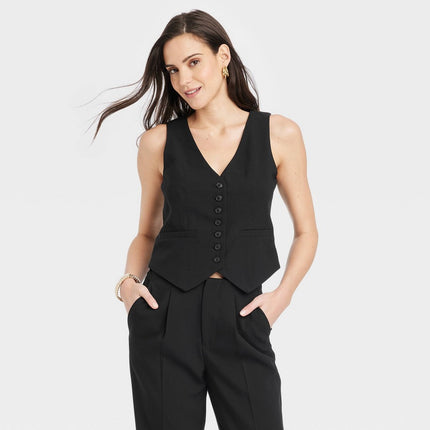 Women's Tailored Suit Vest - A New Day™ Black M