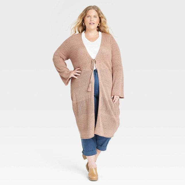 Women's Pointelle Duster Cardigan - Knox Rose™ Tan XXL