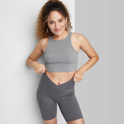 Women's High-Rise Polyester Bike Shorts - Wild Fable™ Gray XXS