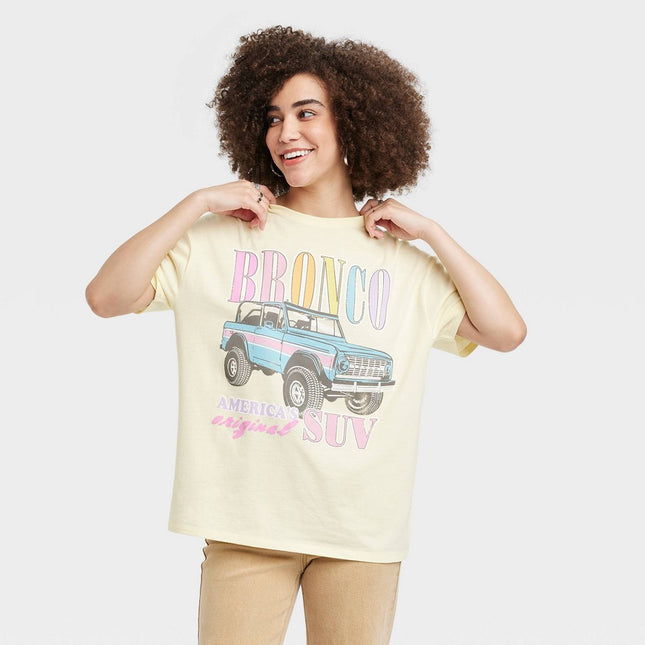 Women's Ford Bronco Short Sleeve Oversized Graphic T-Shirt - Yellow M