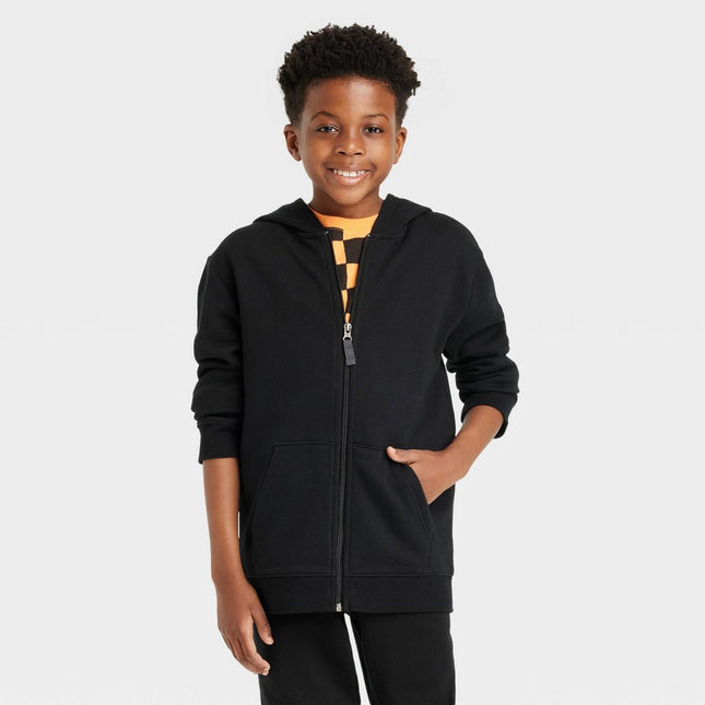 Boys' Fleece Zip-Up Sweatshirt - Cat & Jack™ Black L