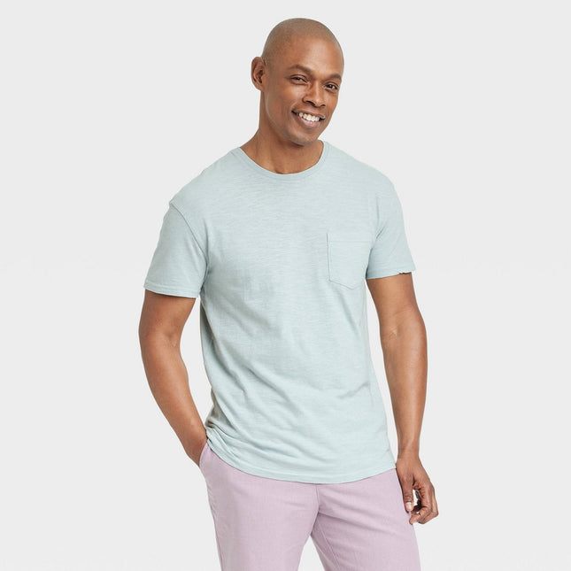 Men's Short Sleeve Crewneck T-Shirt - Goodfellow & Co™ Light Aqua Blue M