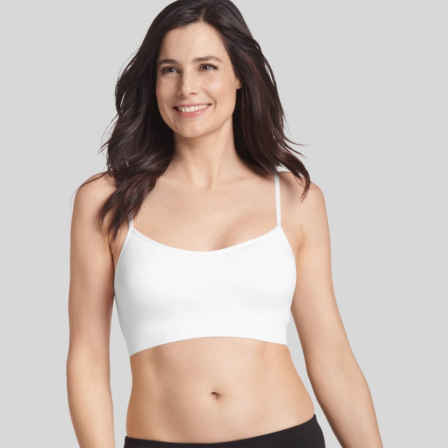 Jockey Generation™ Women's Seamfree Cami Strap Bralette - White M: Light Support, Stretchy Microfiber, Adjustable Straps