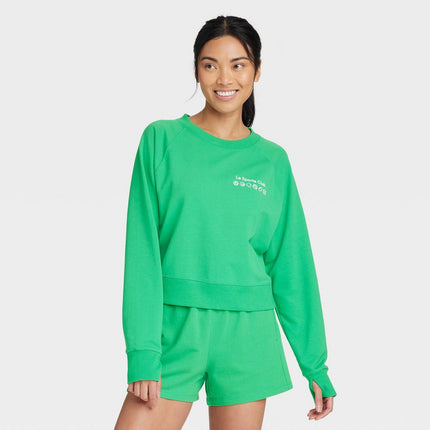 Women's French Terry Crewneck Sweatshirt - All in Motion™ Green XL