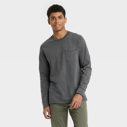 Men's Standard Fit Long Sleeve Crewneck T-Shirt - Goodfellow & Co™ Hematite M