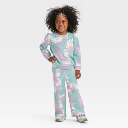 Toddler Girls' Grayson Mini Tie-Dye Top and Bottom Set White/Pink/Green - 12M