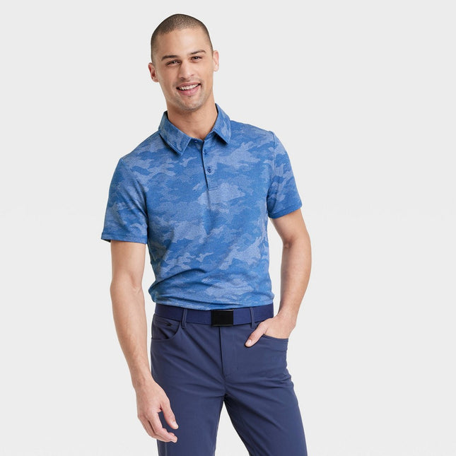 Men's Camo Print Jacquard Polo Shirt - All in Motion™ Blue L