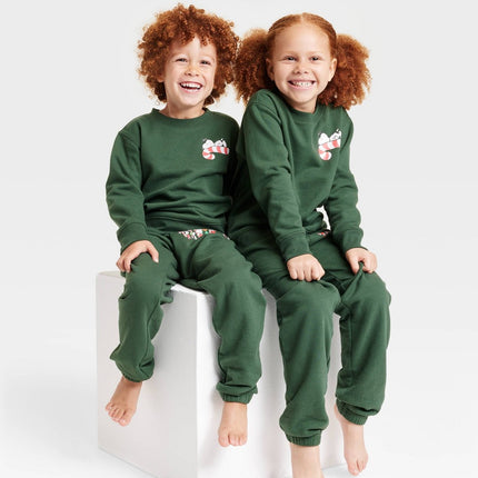 Kids' Peanuts Matching Family Holiday Sweatshirt - Green M