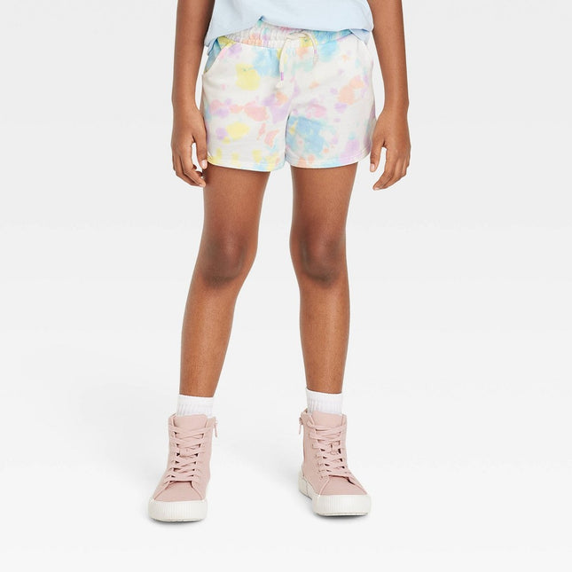 Girls' Knit Pull-On Shorts - Cat & Jack™ White/Yellow/Pink L Plus