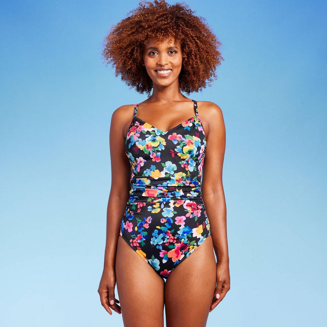 Women's UPF 50 Ring Back One Piece Swimsuit - Aqua Green® Multi S