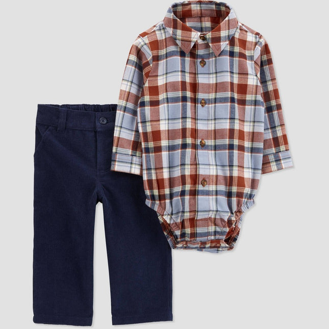 Carter's Just One You®️ Baby Boys' Plaid Top & Pants Set - Blue/Red 12M